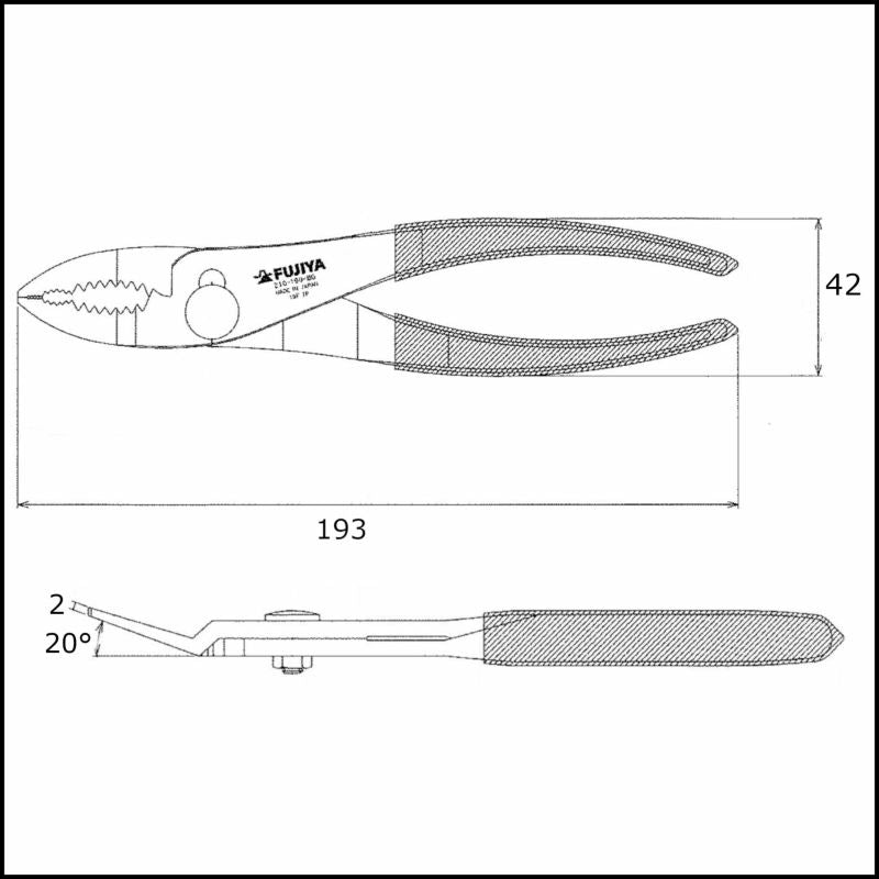 フジ矢(FUJIYA)薄型コンビネーションプライヤー KUROKIN 210-190-BG
