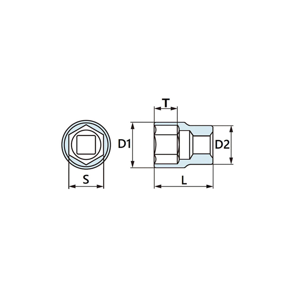 3/8”DR ショートソケット(6角)