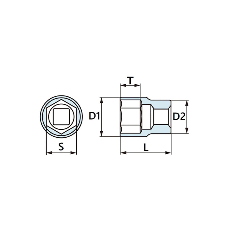 3/8”DR ショートソケット(6角)