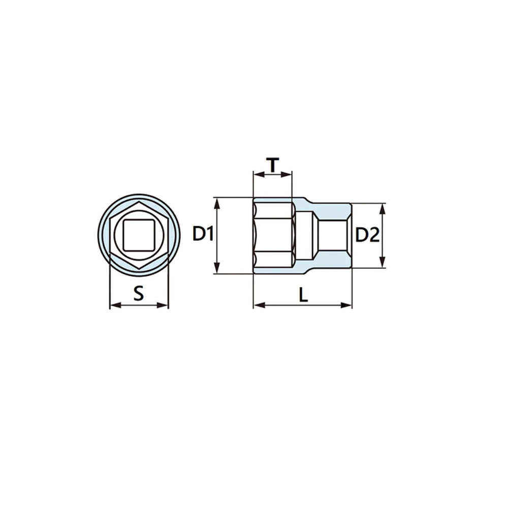 3/8”DR ショートソケット(6角)