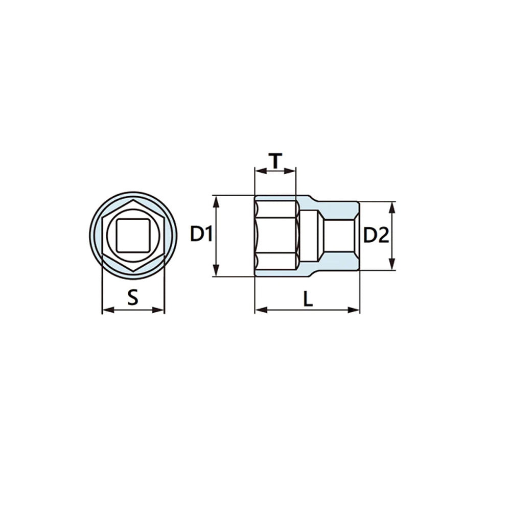 3/8”DR ショートソケット(6角)