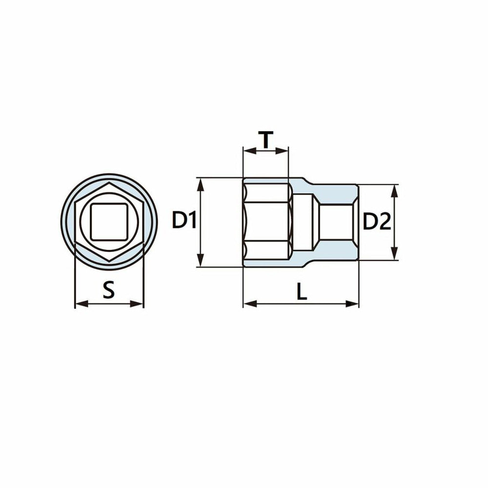 3/8”DR ショートソケット(6角)