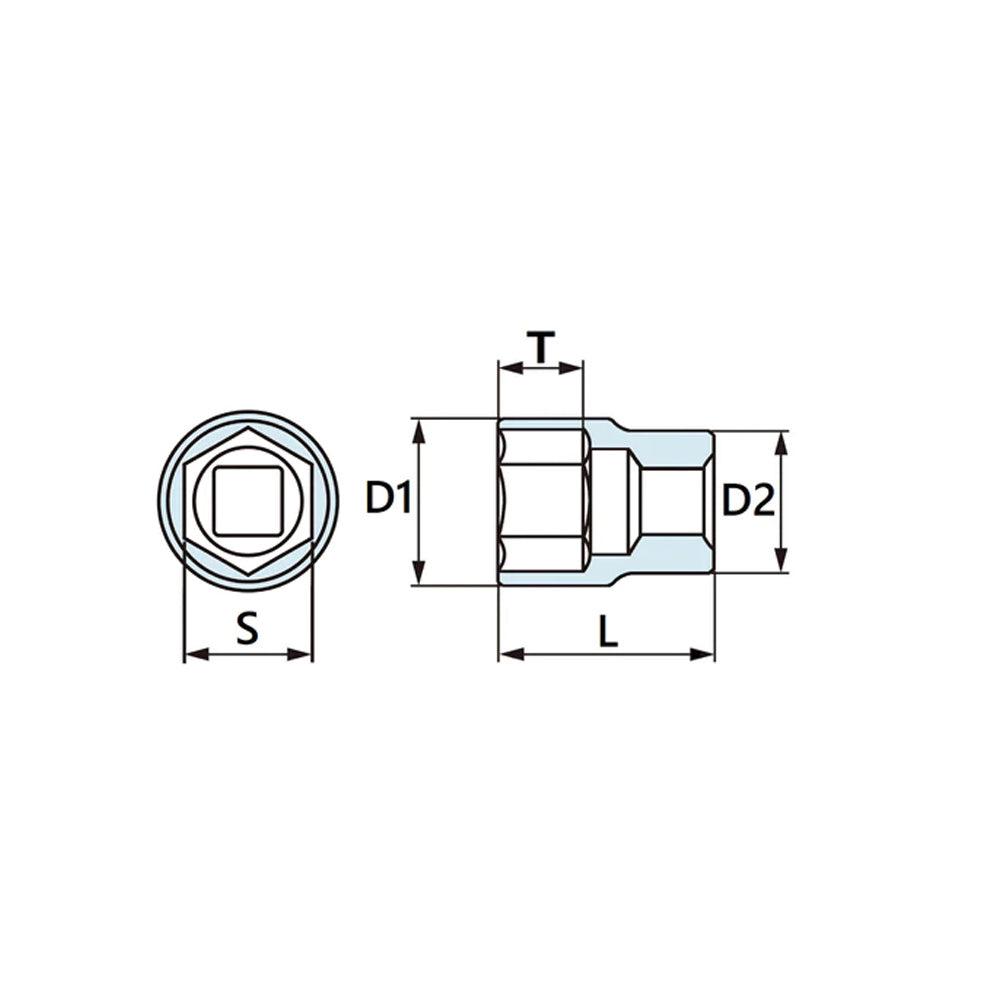 3/8”DR ショートソケット(6角)