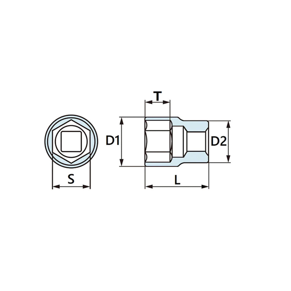 3/8”DR ショートソケット(6角)