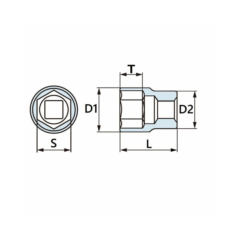 3/8”DR ショートソケット(6角)