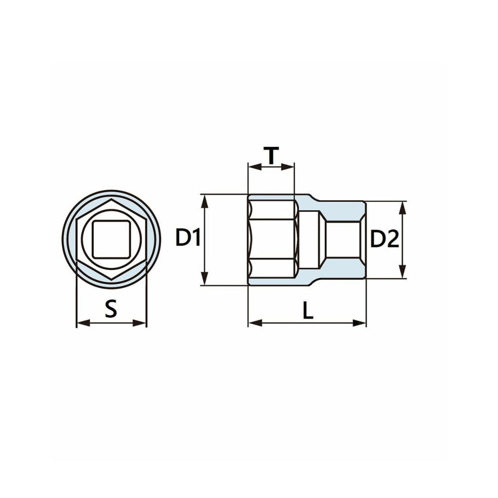 3/8”DR ショートソケット(6角)