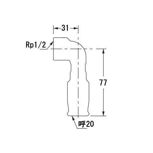 カクダイ #20/Rp1/2" 差込式水栓エルボ 648-30-2013