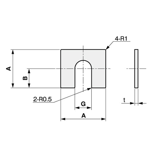 岩田製作所 48x 48x0.5mm ベース用シム(スチール製/10枚) MF048048050