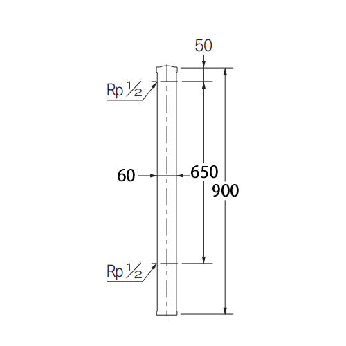 カクダイ Rp1/2” 水栓柱(ステンレス製/60角/横給水) 6161-900
