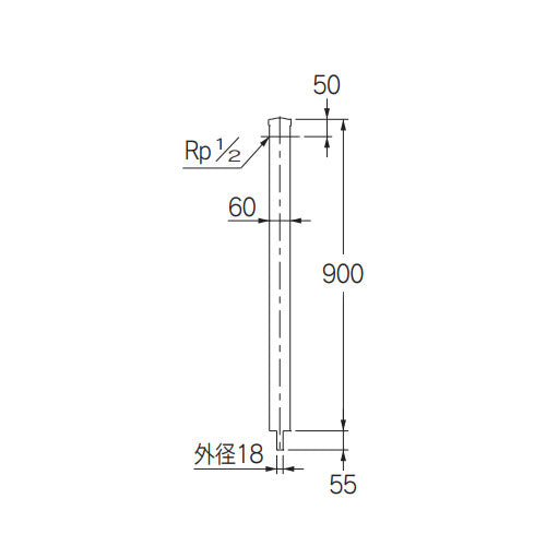 カクダイ Rp1/2” 水栓柱(ステンレス製/60角/下給水) 624-121