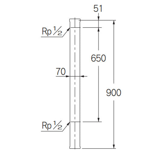 カクダイ Rp1/2" 水栓柱(70角/横給水) 616-011-13