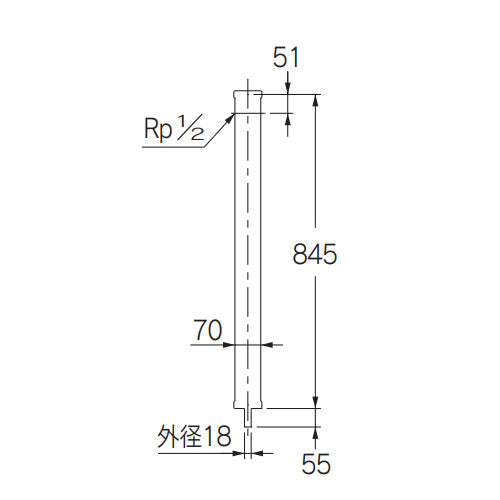 カクダイ Rp1/2" 水栓柱(70角/下給水) 616-016