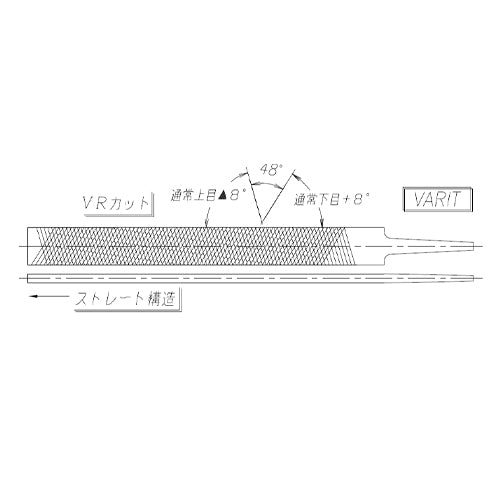 ESCO(エスコ) 215mm やすり(4本組/クロムコーティング/平/粗-油目 EA521PH-65A