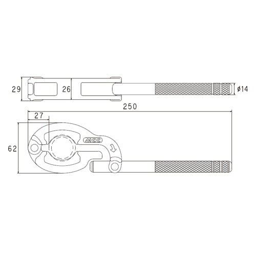 MCC(松阪鉄工所) 250mm/呼25 化粧管専用グリップレンチ GW-C25