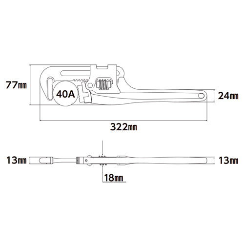MCC(松阪鉄工所) 49mm/300mm パイプレンチ(薄型) PWTDA300