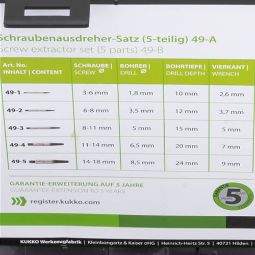 KUKKO(クッコ) M3-M18/5本組 スクリューエキストラクター 49-A