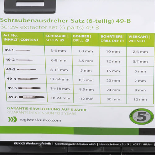 KUKKO(クッコ) M3-M24/6本組 スクリューエキストラクター 49-B