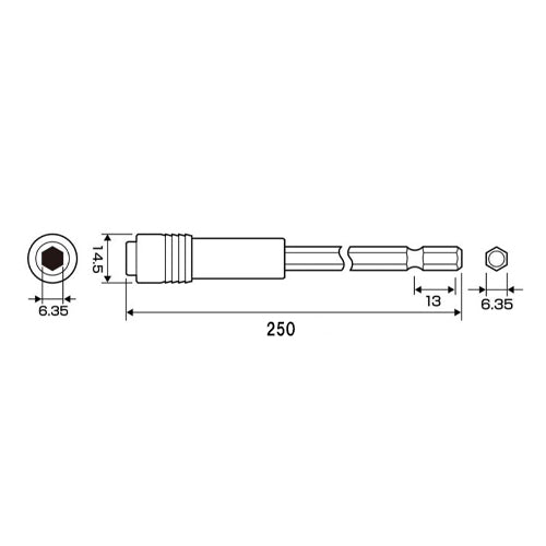 アネックスツール(Anex) 1/4"Hex/250mm ビットホルダー AEH-250
