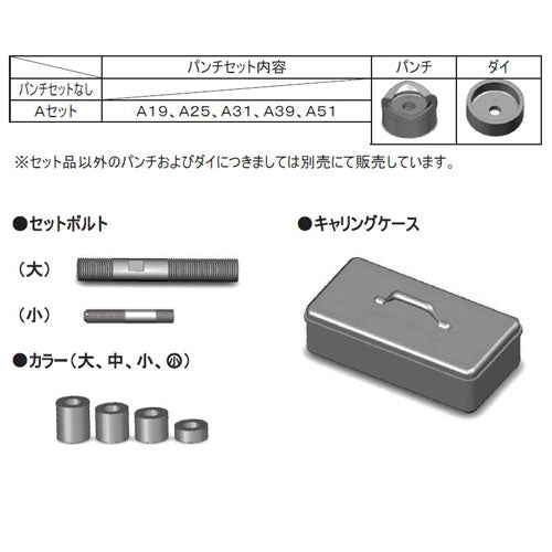 ESCO(エスコ) A19-A51 油圧パンチャーセット(薄鋼管用) EA620TC-1