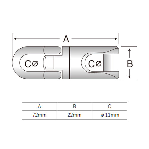 ミノル工業 22x 72mm/ 5.9kN スイベル MC70002