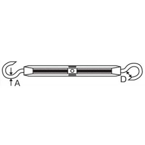 ESCO(エスコ) 1/2" ターンバックル(スチール製/フック&フック) EA638KN-12A