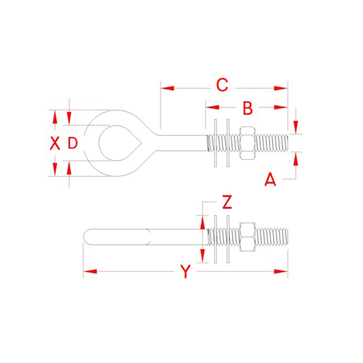 ESCO(エスコ) M6x50mm ロングアイボルト(ステンレス製) EA638SV-64