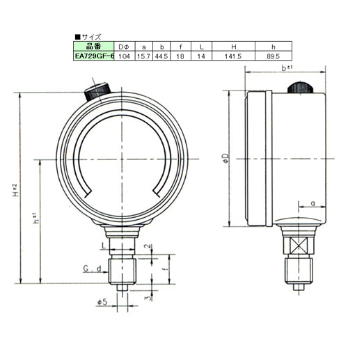 ESCO(エスコ) 100mm/ 0-25MPa 圧力計(グリセリン入) EA729GF-250A