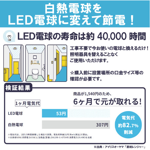 アイリスオーヤマ(IRIS OHYAMA) AC100V/ 5.6W/E17 電球/LED(昼白色/広配光) LDA6N-G-E17-6T8