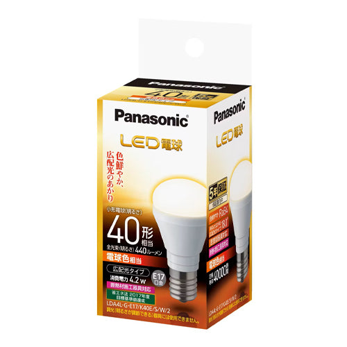 パナソニック(Panasonic) 40形/4.2W/E17 電球/LED(電球色) LDA4LGE17K40ESW2F