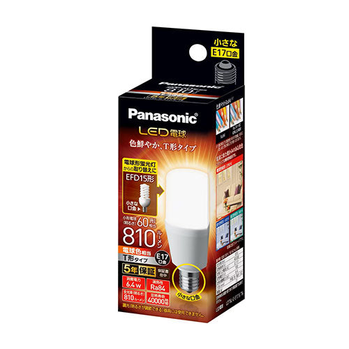 パナソニック(Panasonic) 60形/6.4W/E17 電球/LED(T形・電球色) LDT6LGE17ST6