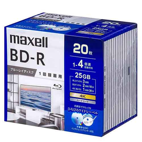 マクセル(maxell) 25GB BD-R(ビデオ用 4倍速/20枚) BRV25WPG.20S
