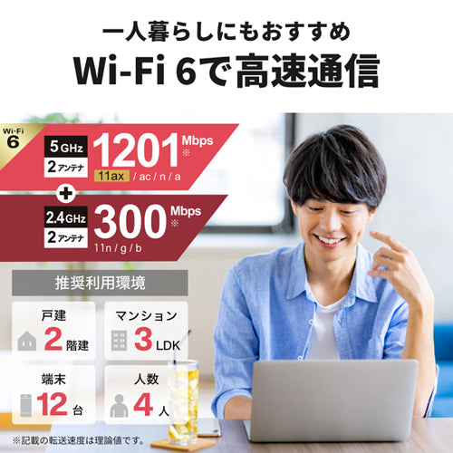 ESCO(エスコ) Wi-Fiルーター(Wi-Fi6対応) EA759GY-80