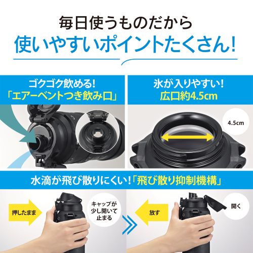 象印マホービン(ZOJIRUSHI) 1.5L クールボトル(ステンレス製/ブラック) SD-HB15