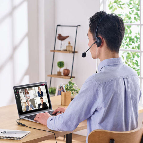 エレコム 1.8m USBヘッドセット(オーバーヘッドタイプ/両耳) HS-HP22UCBK