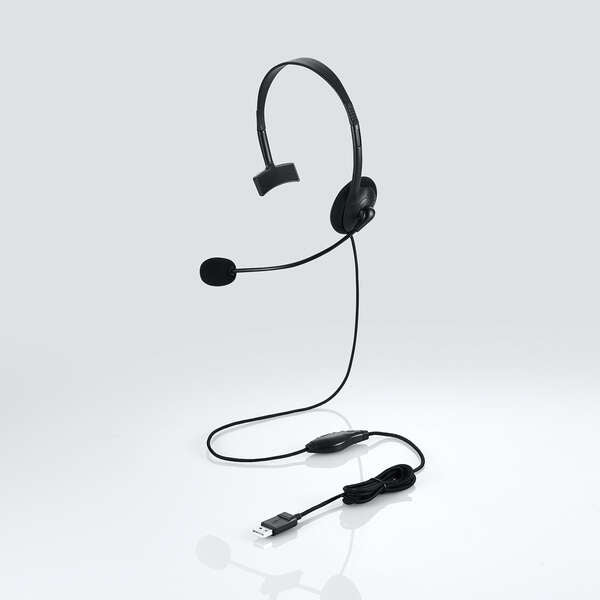 エレコム 1.8m USBヘッドセット(オーバーヘッドタイプ/片耳) HS-HP21UCBK