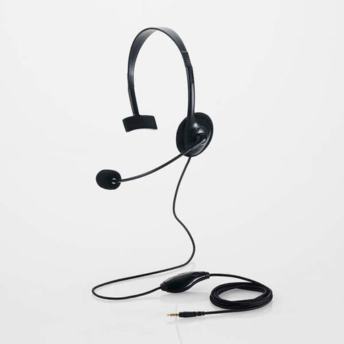 エレコム 1.8m/4極 ミニプラグヘッドセット(ミュートスイッチ/左耳用 HS-HP14MTBK