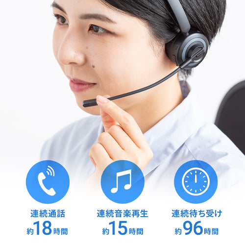 サンワサプライ ヘッドセット(ワイヤレス/クレードル付) MM-BTMH66BK