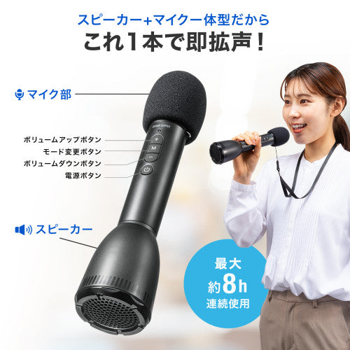 サンワサプライ ハンドマイク型拡声器スピーカー(Bluetooth) MM-SPAMP18