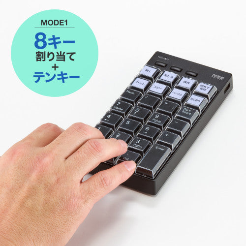 サンワサプライ 82x166x26mm ワイヤレステンキーボード(プログラミング) NT-BT26BK