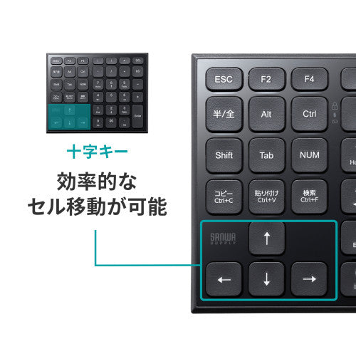 サンワサプライ 147.7x117.8x18mm ワイヤレステンキーボード(表計算 NT-BT27BK