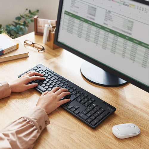 エレコム 442.8x139.8x26.8mm ワイヤレスキーボード(抗菌) TK-FBM118SKBK