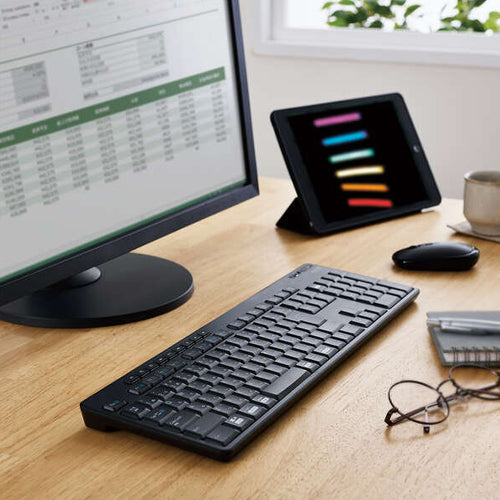 エレコム 442.8x139.8x26.8mm ワイヤレスキーボード(抗菌) TK-FBM118SKBK