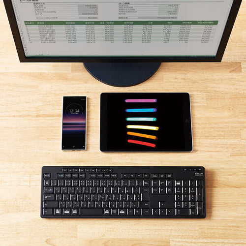 エレコム 442.8x139.8x26.8mm ワイヤレスキーボード(抗菌) TK-FBM118SKBK