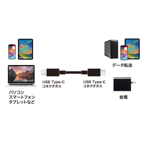 サンワサプライ 2.0m USBケーブル(C-C/2.0/PD対応) KU-CCP6020BK