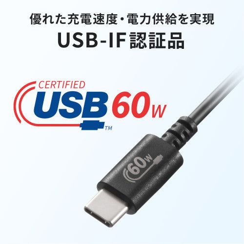 サンワサプライ 2.0m USBケーブル(C-C/2.0/PD対応) KU-CCP6020BK