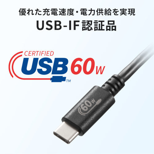 サンワサプライ 3.0m USBケーブル(C-C/2.0/PD対応) KU-CCP6030BK