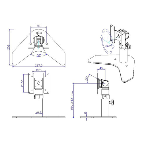 サンコー(THANKO) 297×202×243mm モニタースタンド(垂直可動) MARMGUS6410B