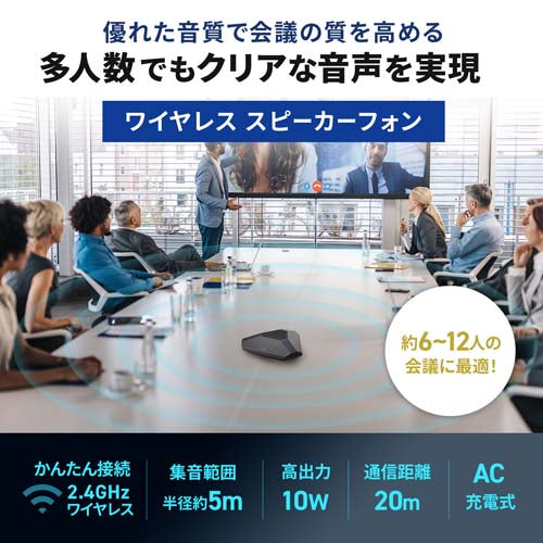 サンワサプライ 会議用スピーカーフォン(ワイヤレス/USB対応) MM-WLMSP2