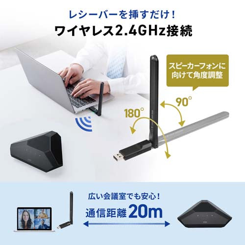 サンワサプライ 会議用スピーカーフォン(ワイヤレス/USB対応) MM-WLMSP2
