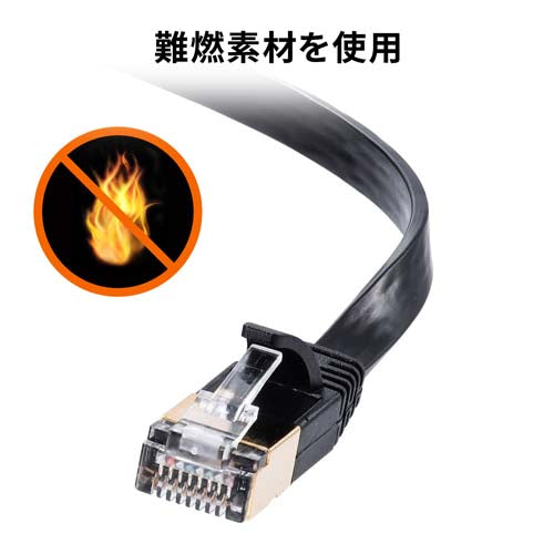 サンワサプライ 1 m フラットLANケーブル(CAT7/ブラック) KB-FLU7-01BK
